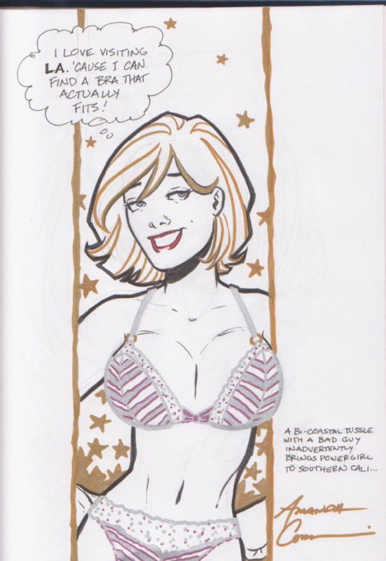 Power Girl Shops For Lingerie in Thomas Price s Convention Sketch